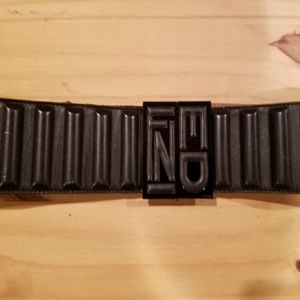 Fendi black leather belt from Italy